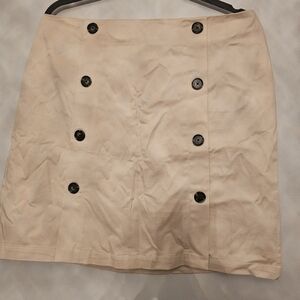 LOFT Beige Mini Skirt with Dark Buttons